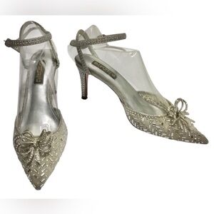 Bernini slingback bridal heels with crystals over-all
